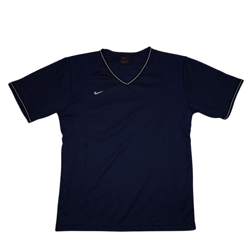 Vintage Nike Navy V-Neck Kids T-Shirt Youth Large 14-16 Made in USA 90s